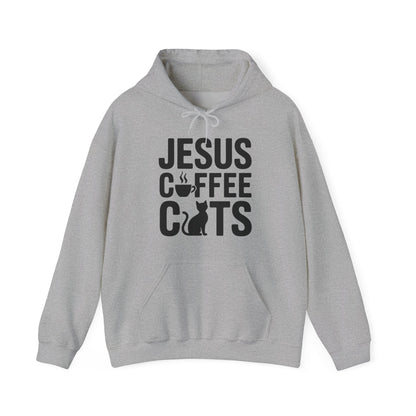 Christian Jesus, Coffee, Cats - Religous Cat Caffeine Lover Hoodie