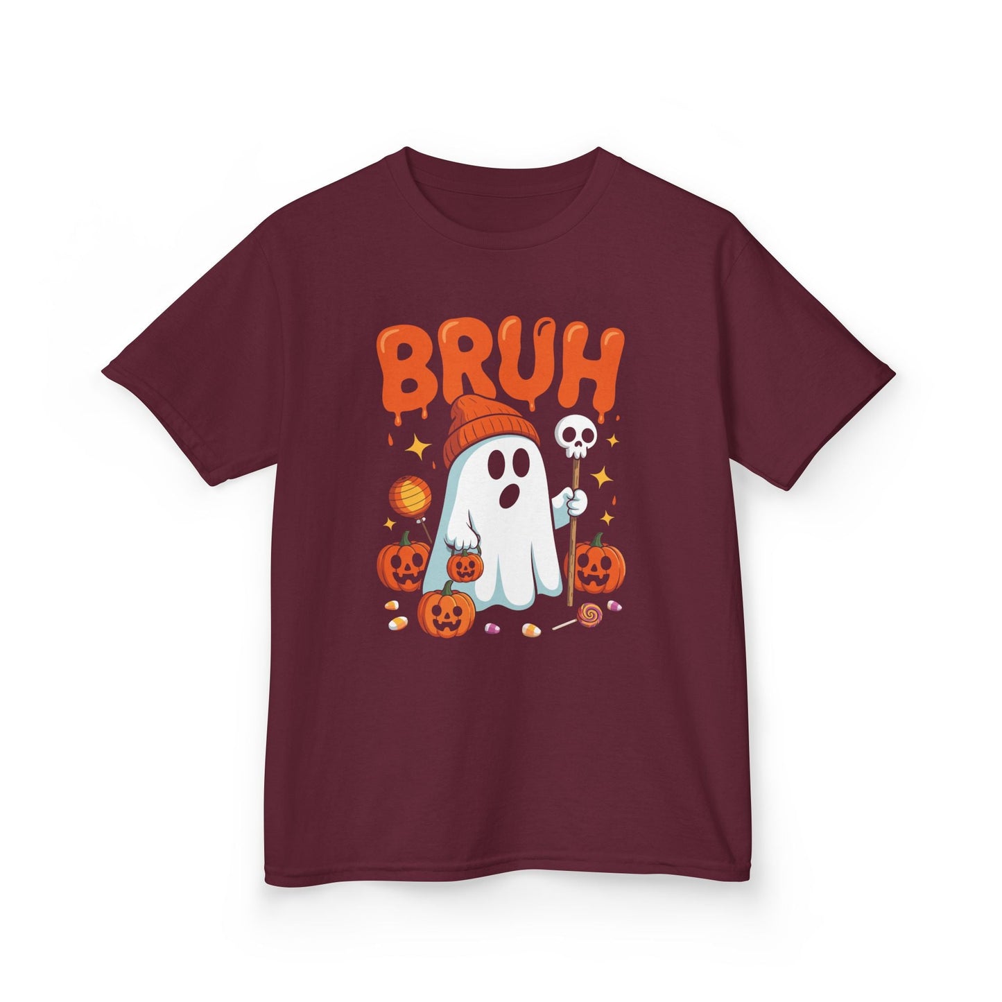 Bruh Ghost Halloween Cute Ghost Trick Or Treat Candy Kids T-Shirt