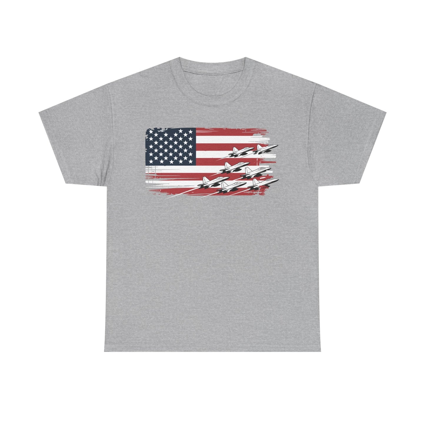 Patriotic Red White Blue USA Flag Fighter Jets 4th of July T-Shirt