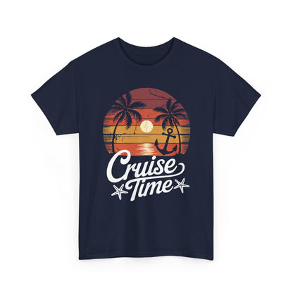 On Cruise Time Coconut Tree Graphic Summer Vacation Cruising T-shirt