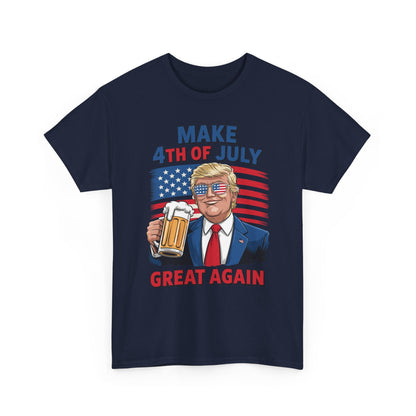 Trump Make 4th of July Great Again Men Drinking Beer Funny T-Shirt