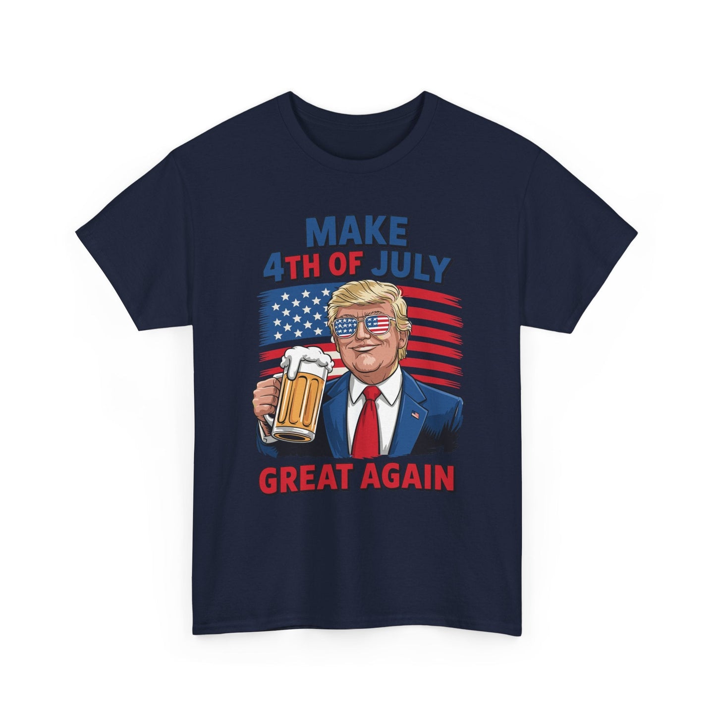 Funny Trump Make 4th Of July Great Again Drinking Beer T-Shirt
