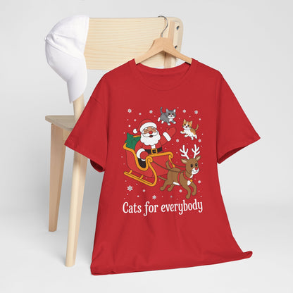 Cats For Everybody Christmas Cat Funny Xmas Women Santa T-Shirt