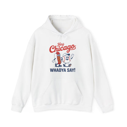 Hey Chicago Whadya Say Baseball and Hot Dog 4th of July Men Women Hoodie