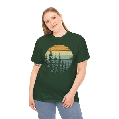 Retro Forest Trees Outdoors Nature Vintage Graphic T-Shirt