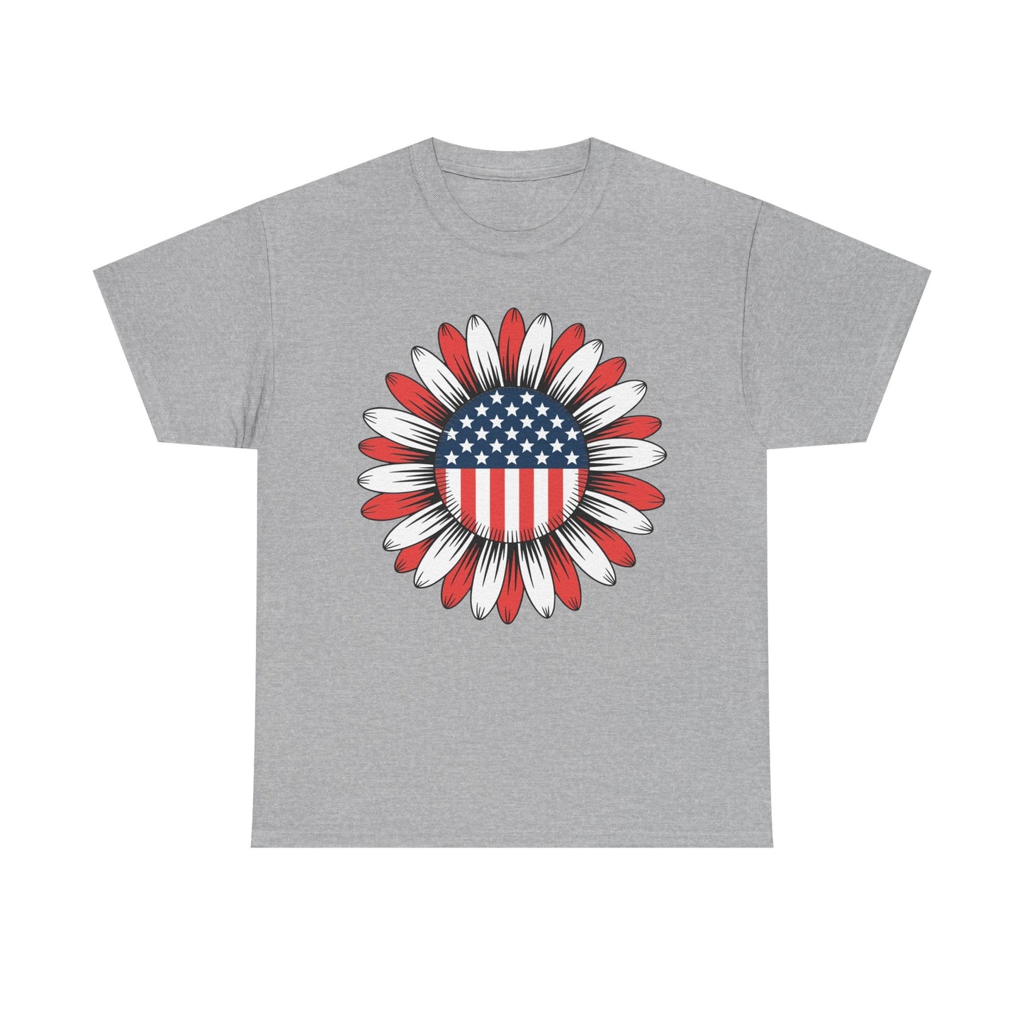 Sunflower American Flag 4th of July Women Men Merica USA T-Shirt