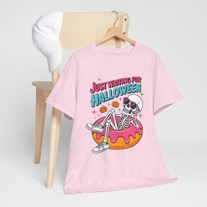 Just Waiting For Halloween Skeleton Donut Summerween Vibes T-Shirt