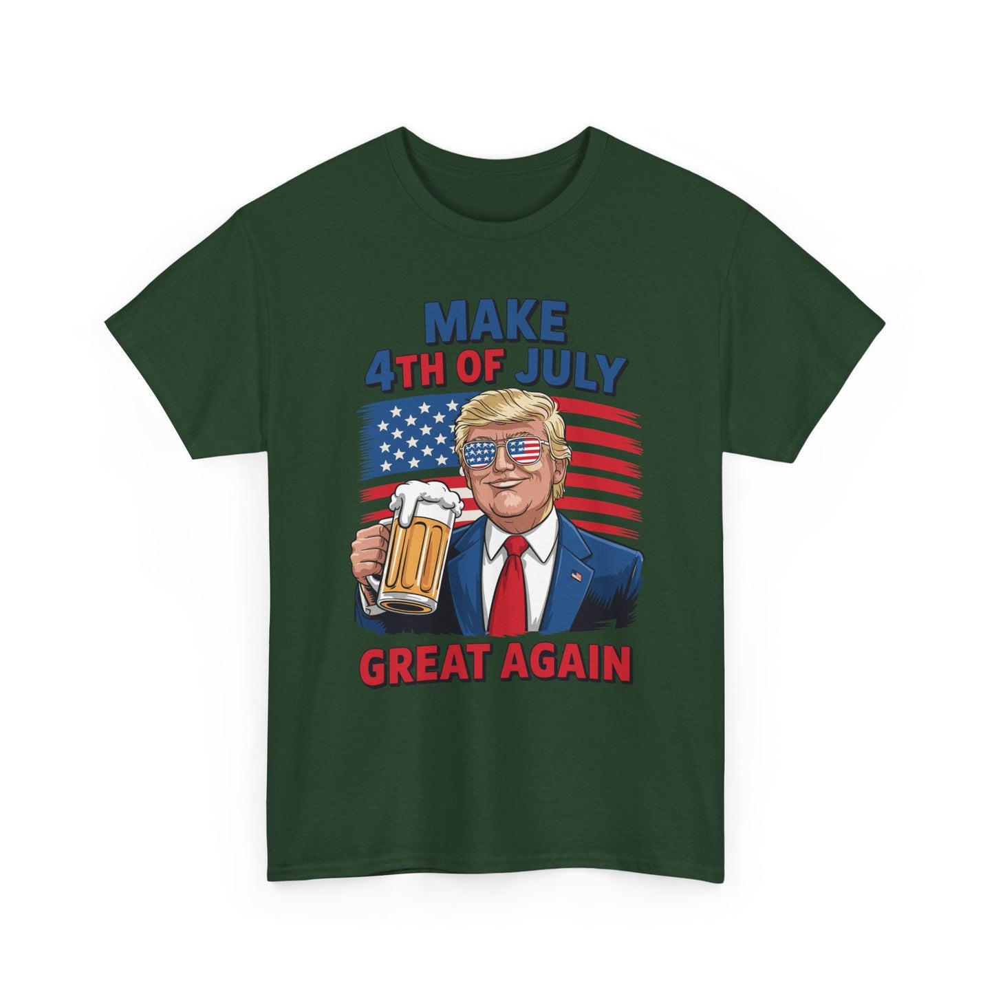 Funny Trump Make 4th Of July Great Again Drinking Beer T-Shirt