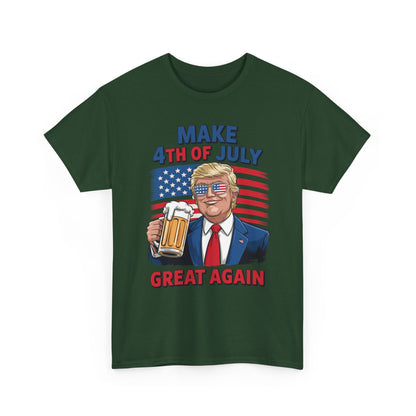 Funny Trump Make 4th Of July Great Again Drinking Beer T-Shirt
