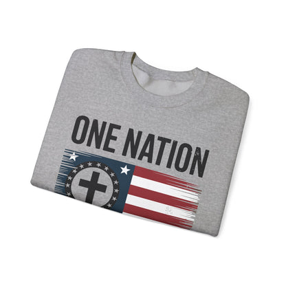 One Nation Under God Flag 4th Of July Patriotic Christian Sweatshirt