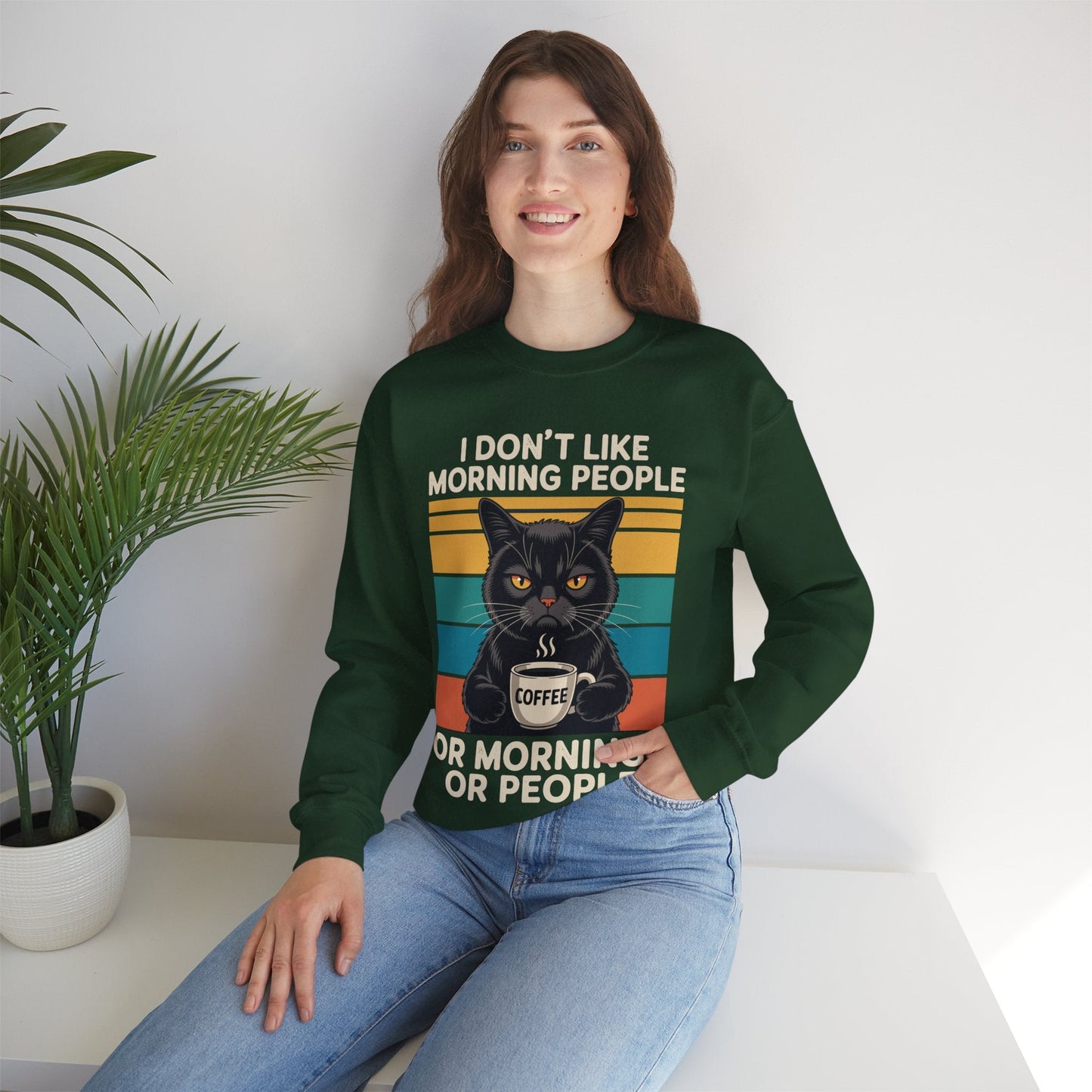 I Hate Morning People And Mornings And People Coffee Cat Sweatshirt