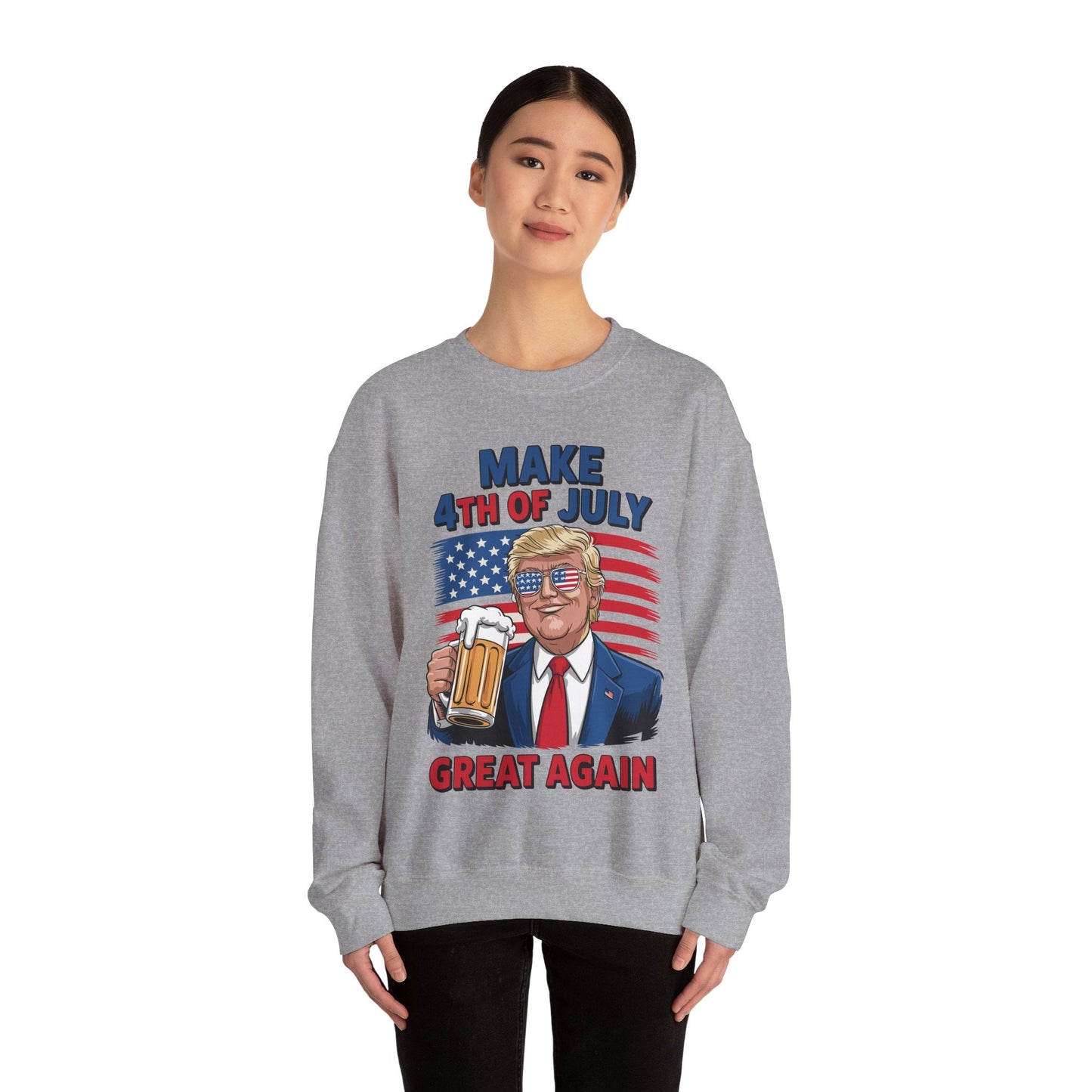 Funny Trump Make 4th Of July Great Again Drinking Beer Sweatshirt