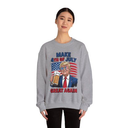 Funny Trump Make 4th Of July Great Again Drinking Beer Sweatshirt