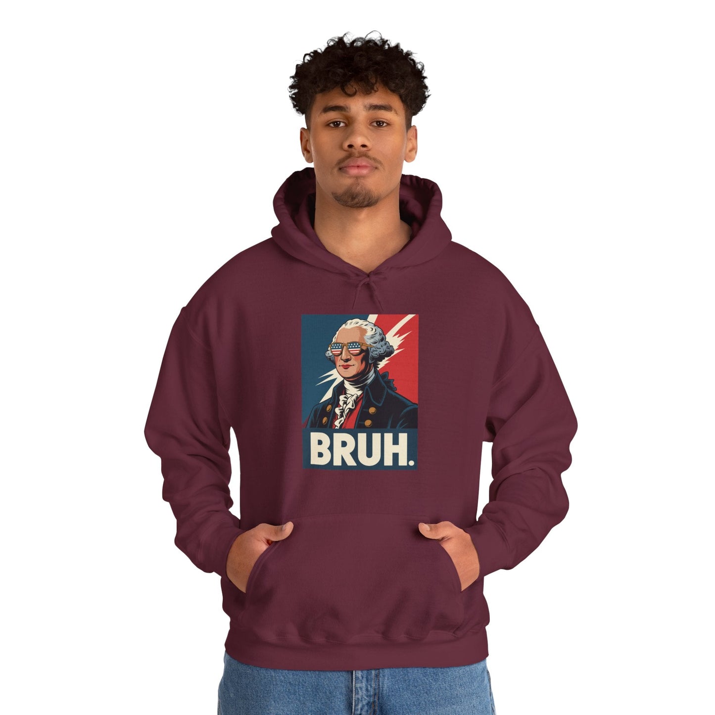 4th Of July 2025 George Washington Bruh. Meme Patriotic Hoodie