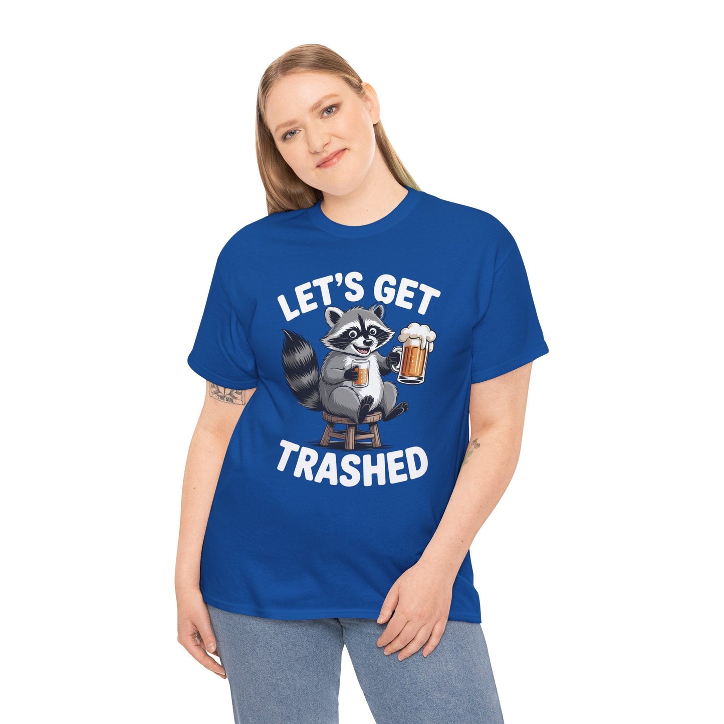 Funny Let's Get Trashed Raccoon Meme Humor Beer Drinking T-Shirt