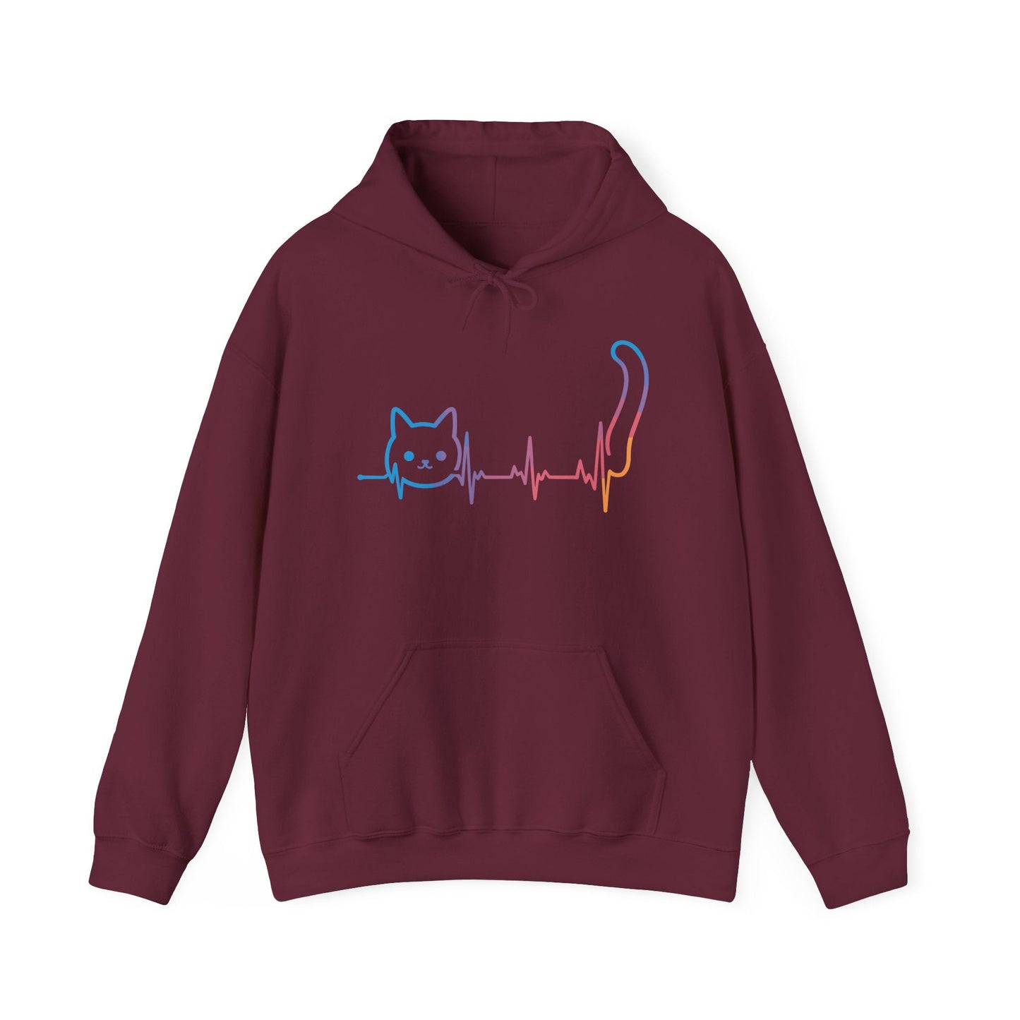 Heartbeat Cat Lover Animal Silhouette Cute Cat Hoodie