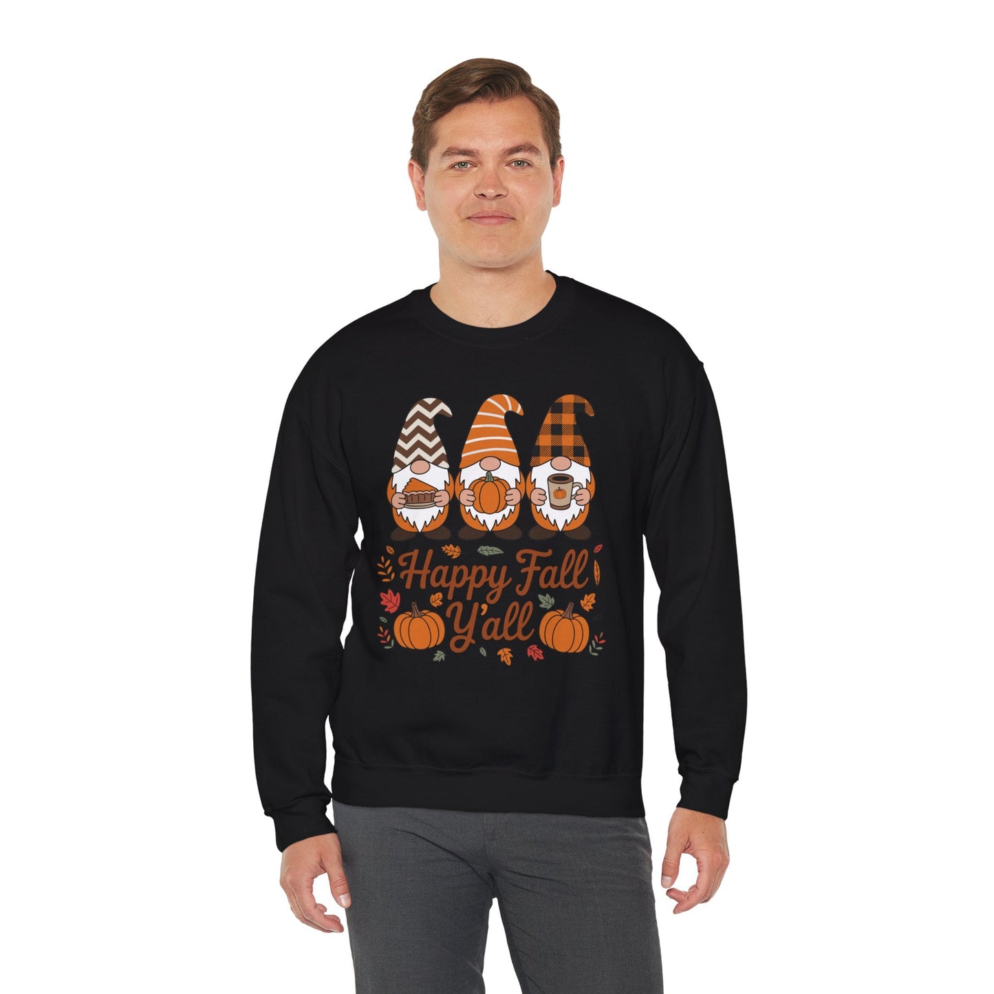 Happy Fall Y'all Gnome Pumpkin Autumn Thanksgiving Men Women Sweatshirt