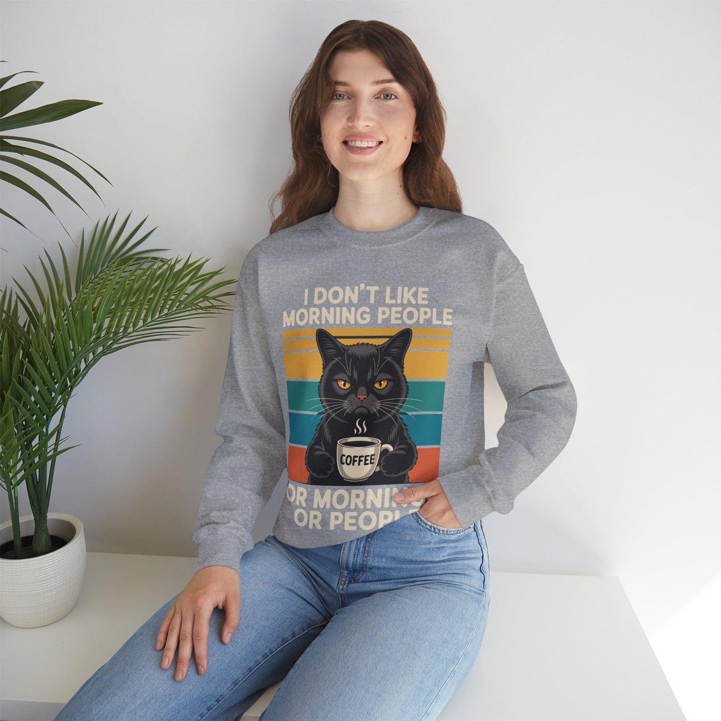 I Hate Morning People And Mornings And People Coffee Cat Sweatshirt