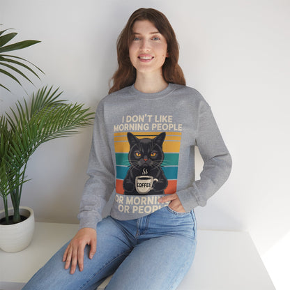 I Hate Morning People And Mornings And People Coffee Cat Sweatshirt