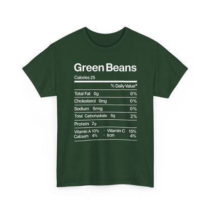 Green Beans Nutrition Facts Funny Thanksgiving Christmas T-Shirt