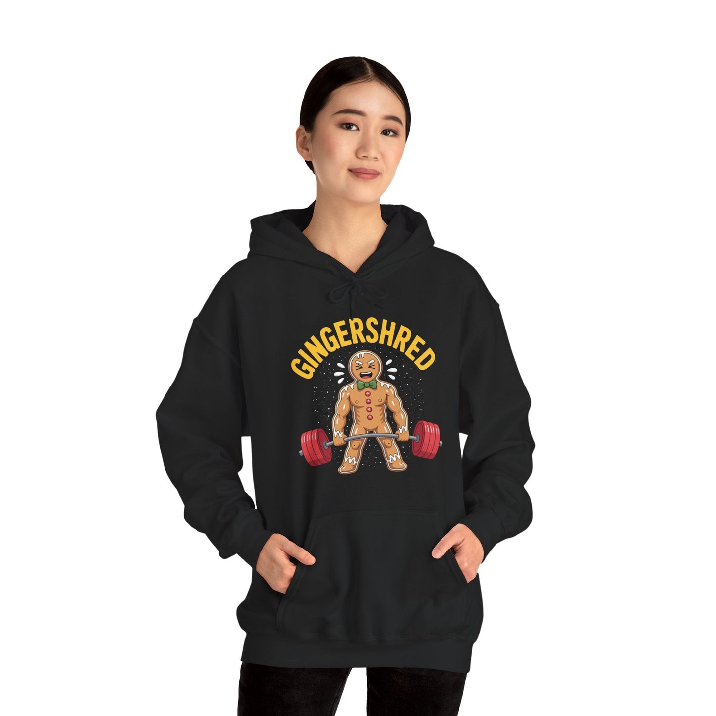 Funny Gingershred Gingerbread Man Gym Bodybuilding Christmas Hoodie