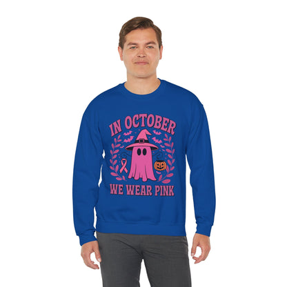 In October We Wear Pink Breast Cancer Awareness Halloween Sweatshirt