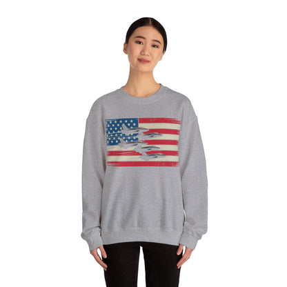 Vintage American Flag USA Fighter Jets 4th of July Patriotic Sweatshirt