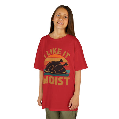 I Like It Moist Unisex Kids Black Thanksgiving T-Shirt