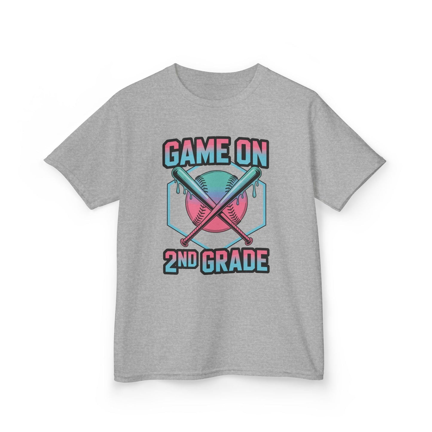 2nd Grade Back to School Baseball Drip Ice Cream Game On Kid T-Shirt