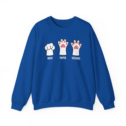 Funny  Introvert Cat Animal Rescue Rock Paper Scissors Cute Paw Cat Sweatshirt