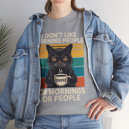 I Hate Morning People And Mornings And People Coffee Cat T-Shirt