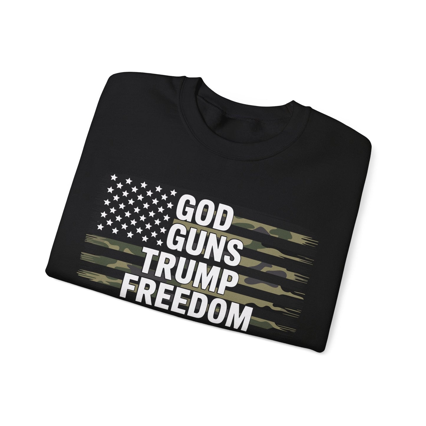 God Guns Trump Freedom Funny Camouflage Pro Gun USA Flag Sweatshirt