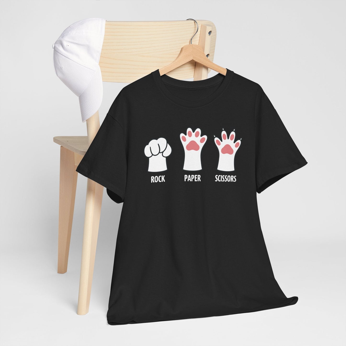 Funny  Introvert Cat Animal Rescue Rock Paper Scissors Cute Paw Cat T-Shirt