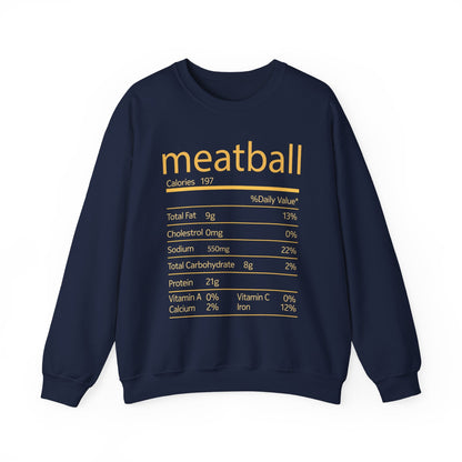 Meatball Nutrition Facts Funny Thanksgiving Christmas Sweatshirt