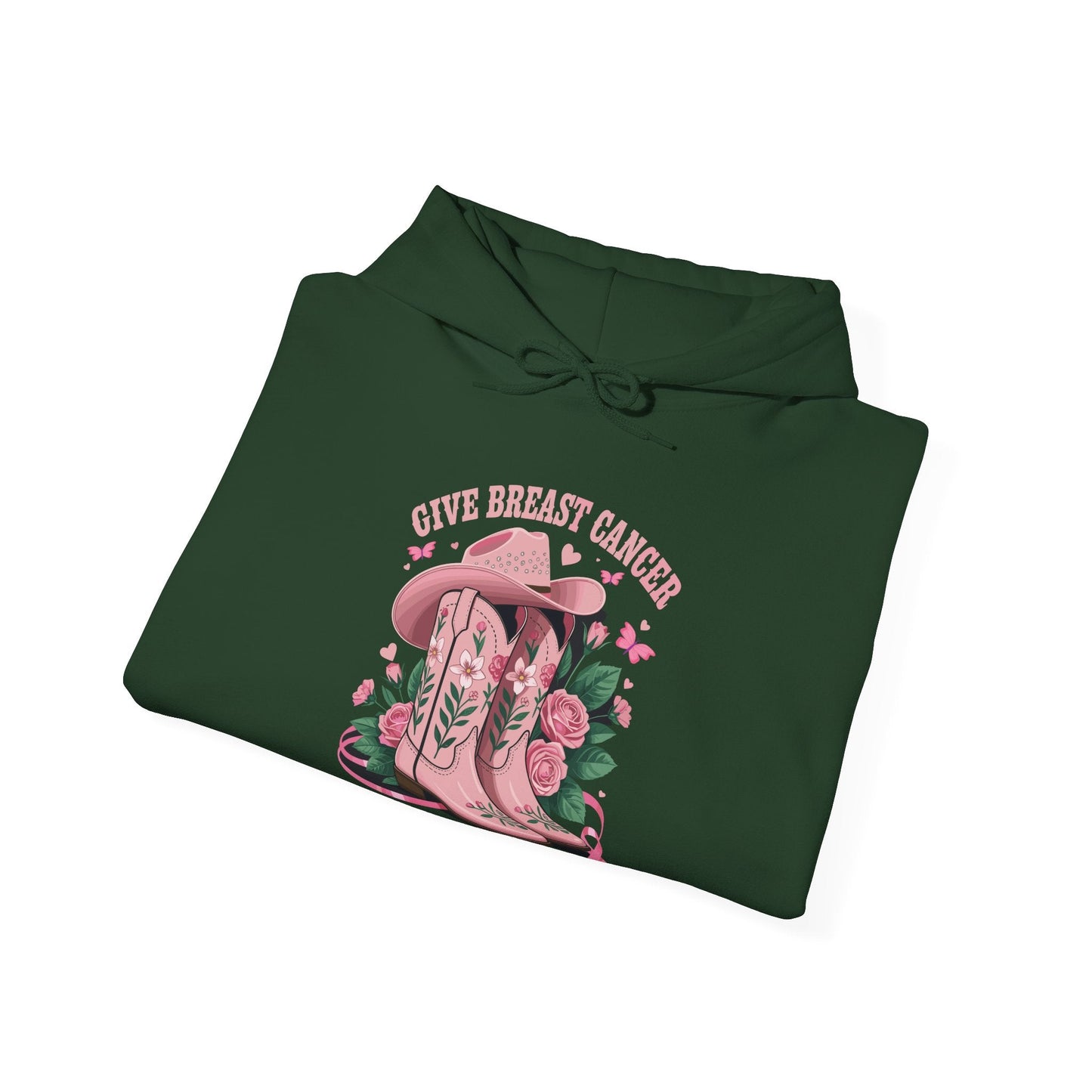 Give Breast Cancer The Boot Cowgirl Cancer Awareness Ribbon Hoodie