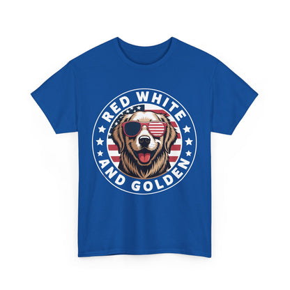 Red White Golden Retriever American Flag 4th of July Gift T-Shirt