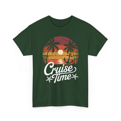 On Cruise Time Coconut Tree Graphic Summer Vacation Cruising T-shirt