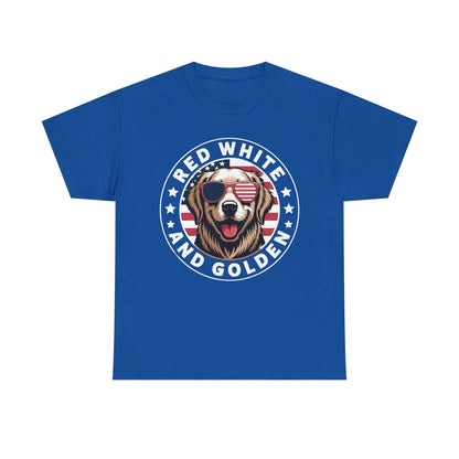 Red White Golden Retriever American Flag 4th of July Gift T-Shirt
