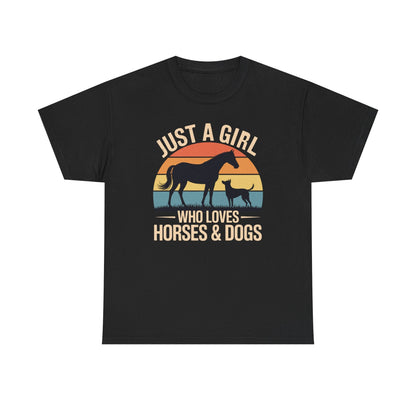Just A Girl Who Loves Horses and Dogs Women Girls T-Shirt
