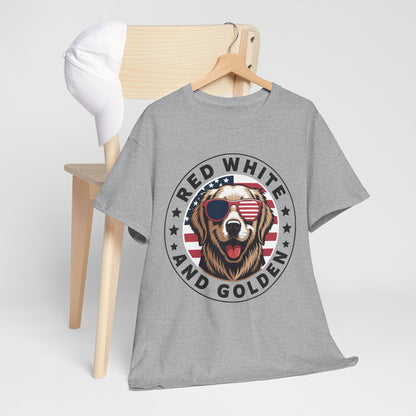 Red White Golden Retriever American Flag 4th of July Gift T-Shirt