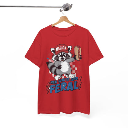 Red White And Feral Raccoon 4th of July Saying Meme T-Shirt