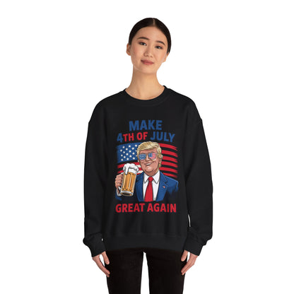 Trump Make 4th of July Great Again Men Drinking Beer Funny Sweatshirt