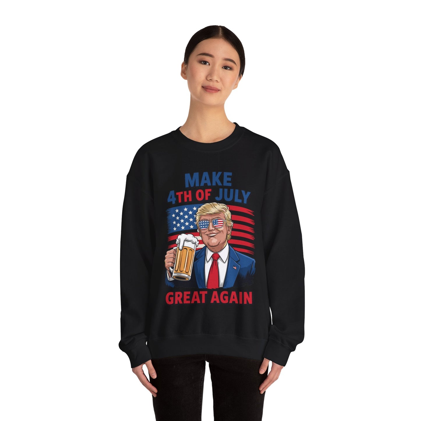 Funny Trump Make 4th Of July Great Again Drinking Beer Sweatshirt