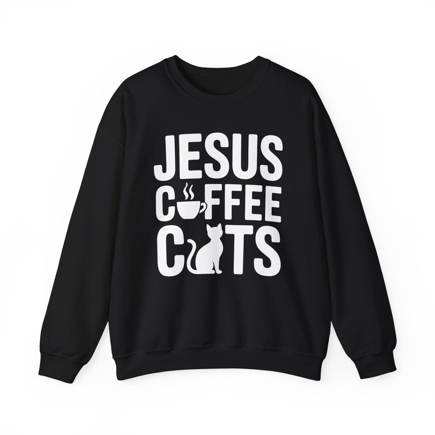 Christian Jesus, Coffee, Cats - Religous Cat Caffeine Lover Sweatshirt