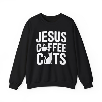 Christian Jesus, Coffee, Cats - Religous Cat Caffeine Lover Sweatshirt
