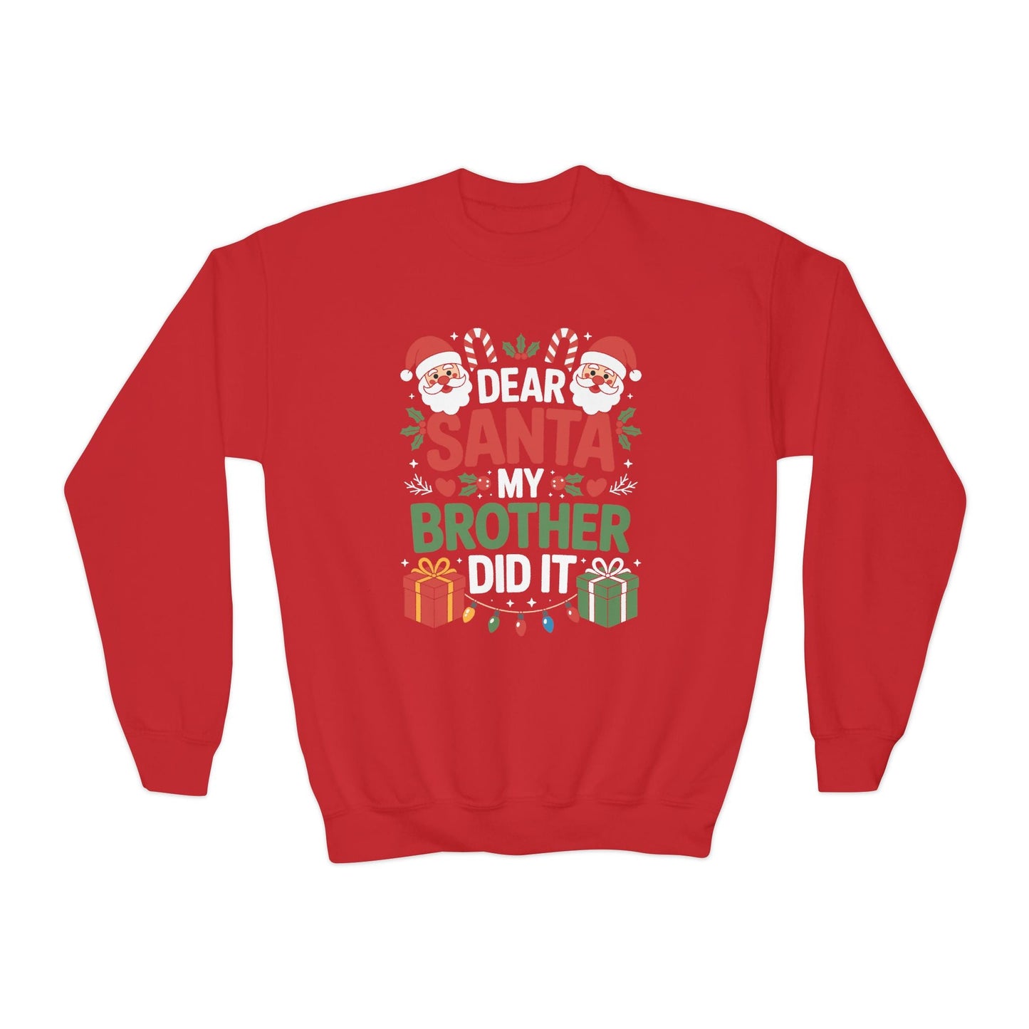 Dear Santa My Brother Did It Funny Christmas Boys Girls Kids Sweatshirt