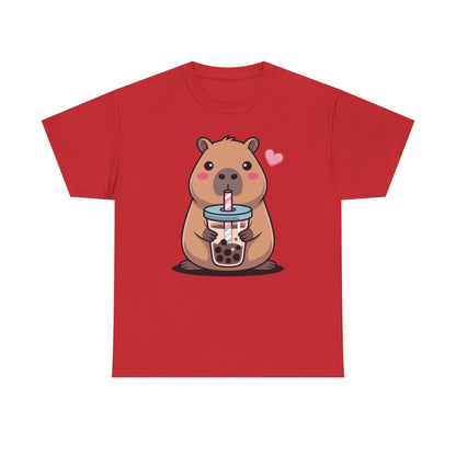 Cute Capybara Kawaii Anime Drinking Bubble Tea Lover Girls T-Shirt