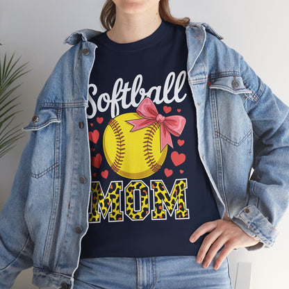 Softball Mom Headband Leopard Softball Ball Mothers Day Mama T-Shirt