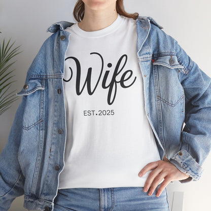 Wife Est 2025 Just Married Honeymoon Wedding Couples T-Shirt