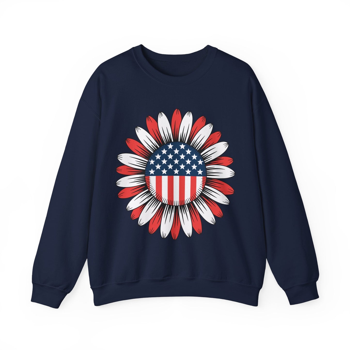 Sunflower American Flag 4th of July Women Men Merica USA Sweatshirt